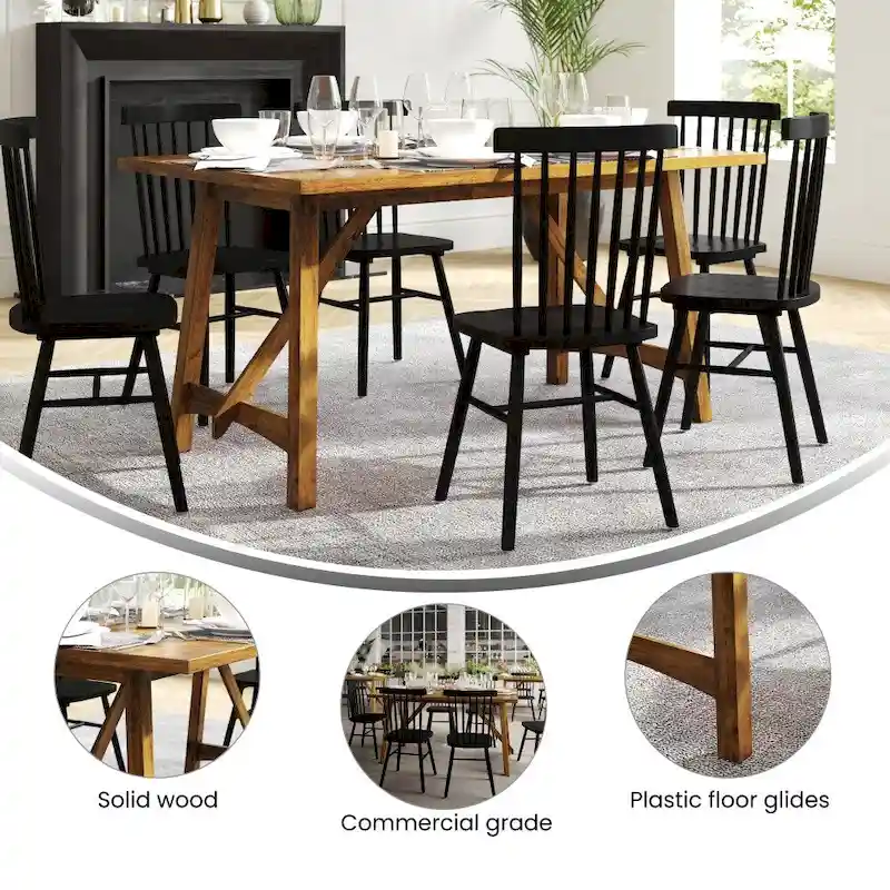 Solid Wood Commercial Grade Trestle Base Dining Table