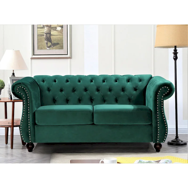 Kemos Velvet Chesterfield 2-piece Living Room Set