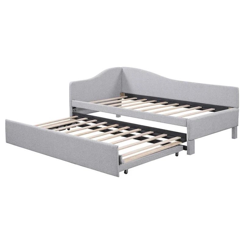 L-Shaped Upholstered Daybed with Pop Up Trundle