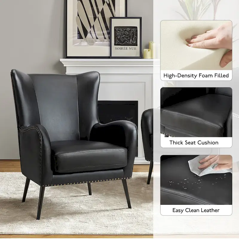 Invidiae Wooden Upholstered Armchair with Metal Legs