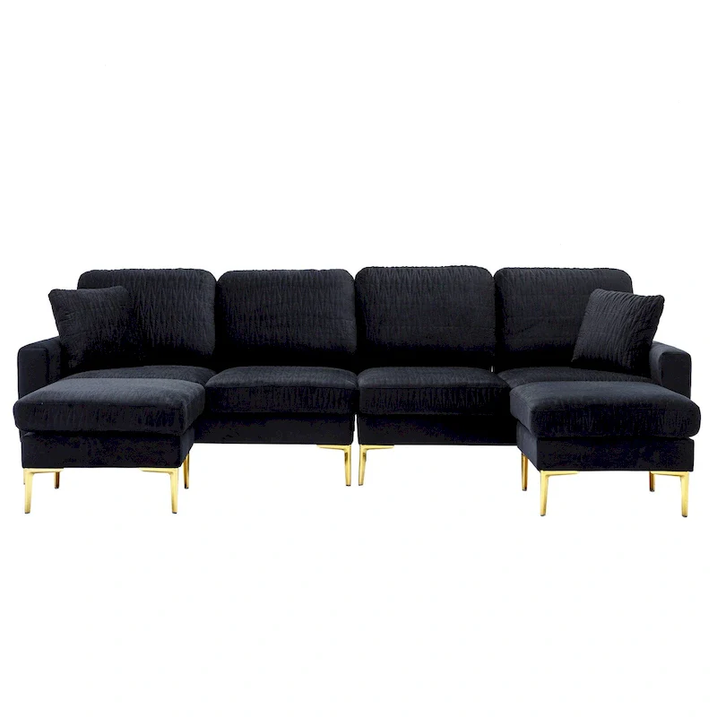 Velvet U-shaped modular detachable sectional sofa
