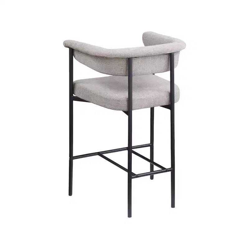 Meridian Furniture,Malin Taupe Linen Textured Fabric Counter Stool, Set of 2