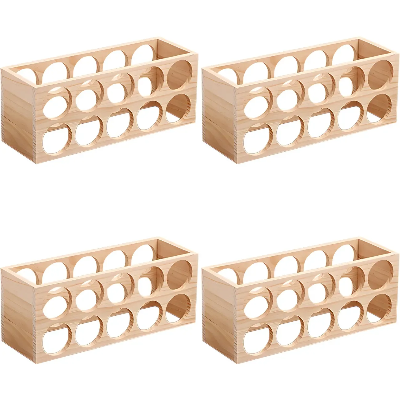 Natural Wooden Stackable Wine Rack Tabletop Wine Holder