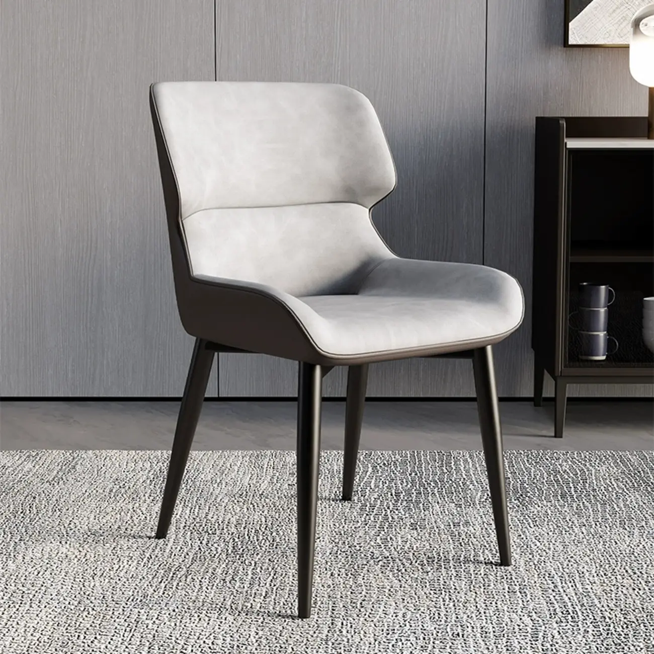 Leather Low Solid Back Armless Dining Side Chair
