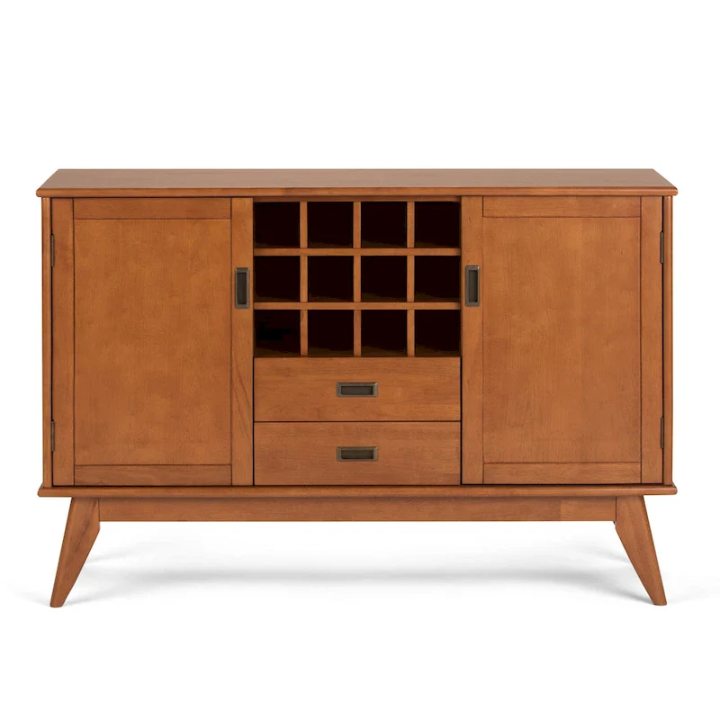 Tierney SOLID HARDWOOD 54 inch Wide Mid Century Modern Sideboard Buffet and Winerack - 54 W x 17 D x 36 H