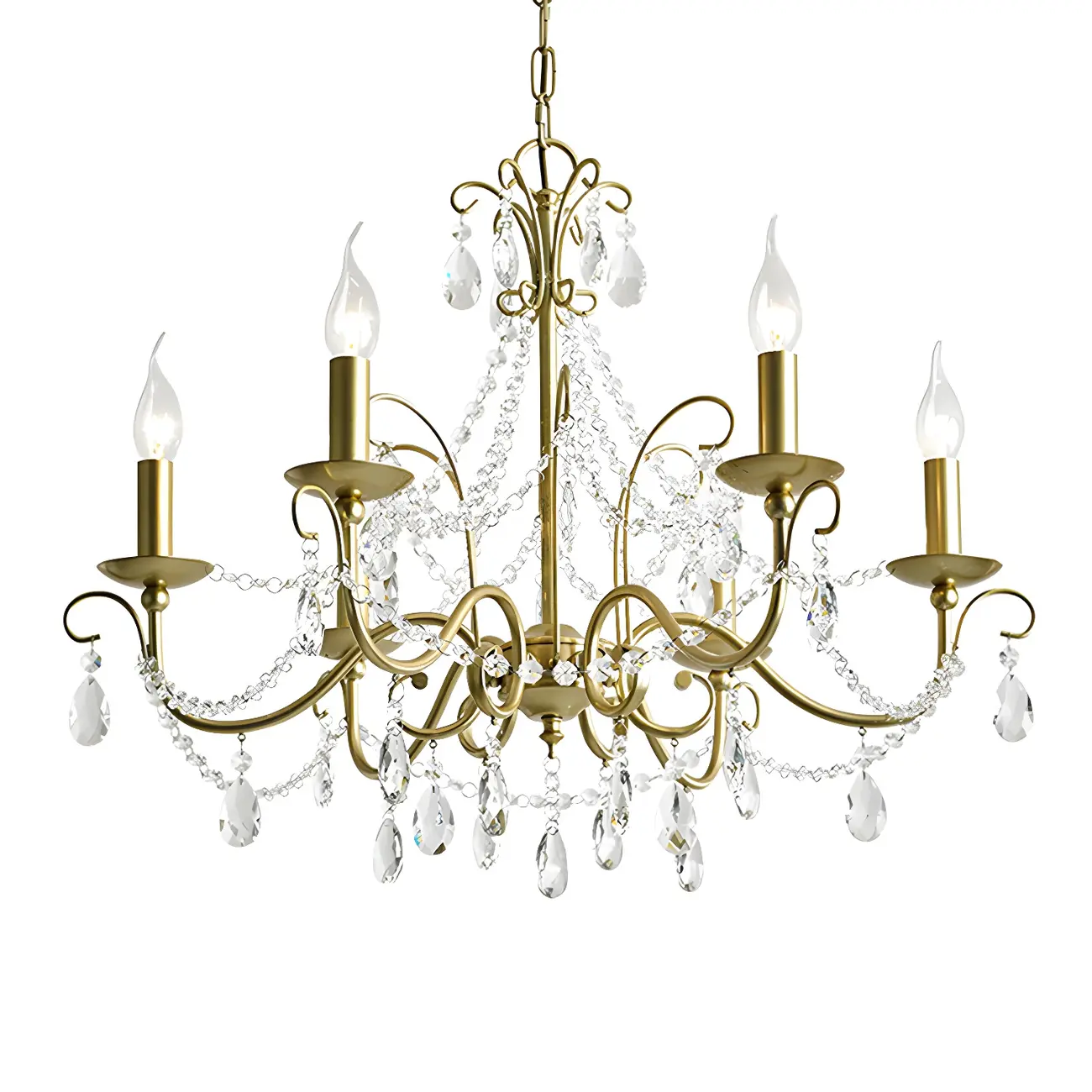 Gold Crystal Metal Elegant Classic Chandelier Light