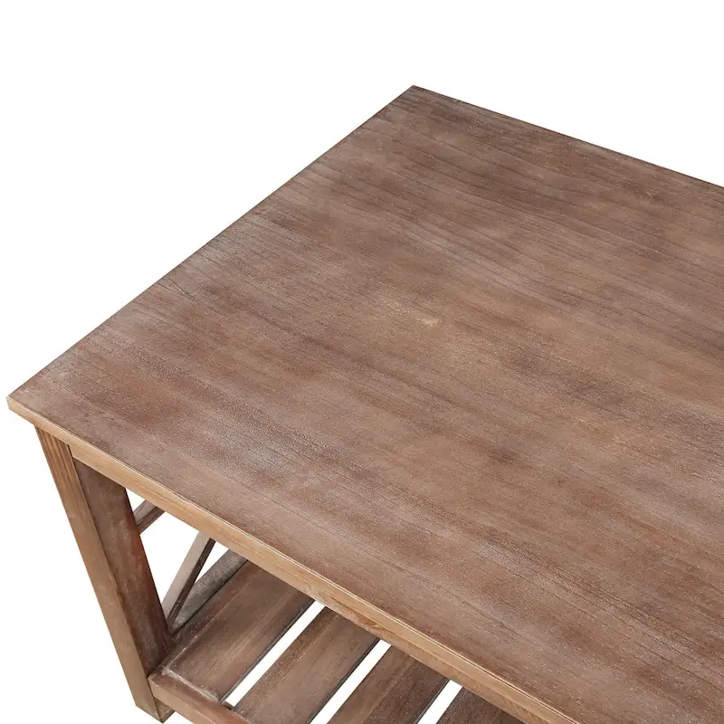 Open Shelf Coffee Table – Antique Black / Brown, Handcrafted Wood, Single