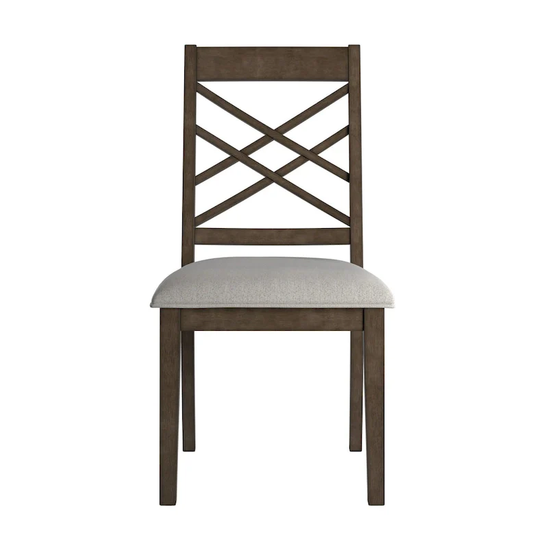 Espresso Finish Upholstered Dining Chairs with Lattice Back - Set of 2