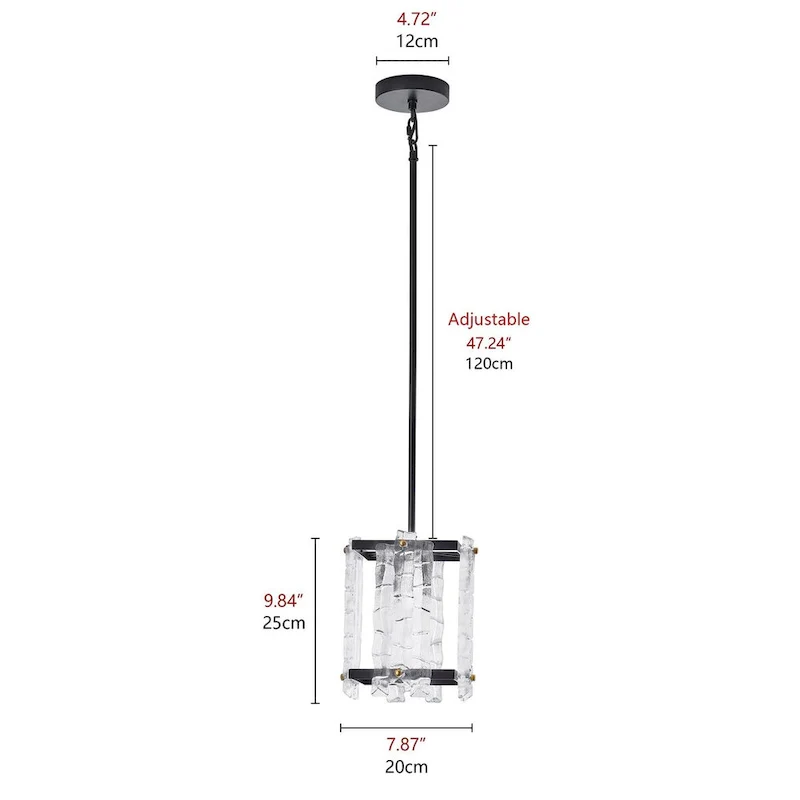 4-Lights Special Square Glass Shade Pendant Lighting - 7.9 D4.7 W57.1 H(Adjustable)