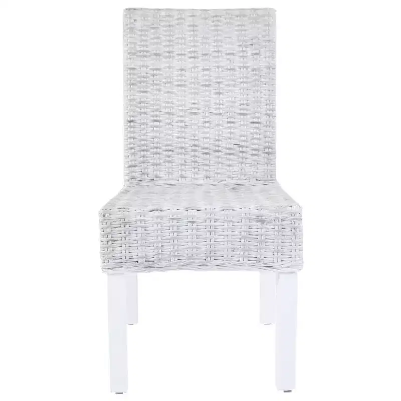 vidaXL Dining Chair Set of 2 Light brown with white wash finish