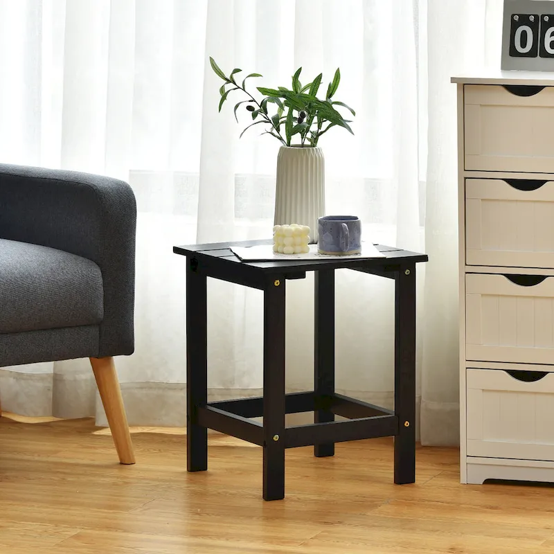 Costway Patio 15  End Side Coffee Table Square Wooden Slat Garden Deck - See details