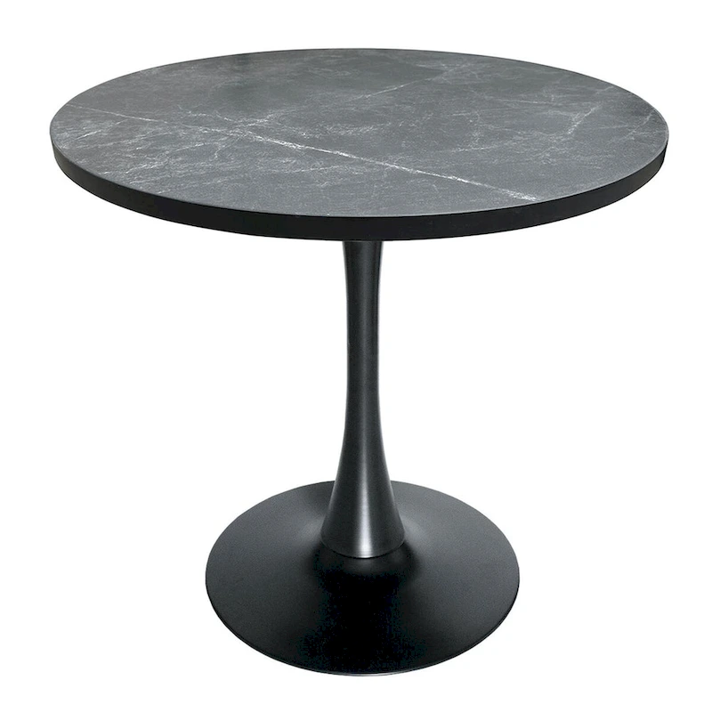 Bristol 36 Round Dining Table for 4 with MDF Top and Sleek Black Iron Base for Kitchen & Dining Room