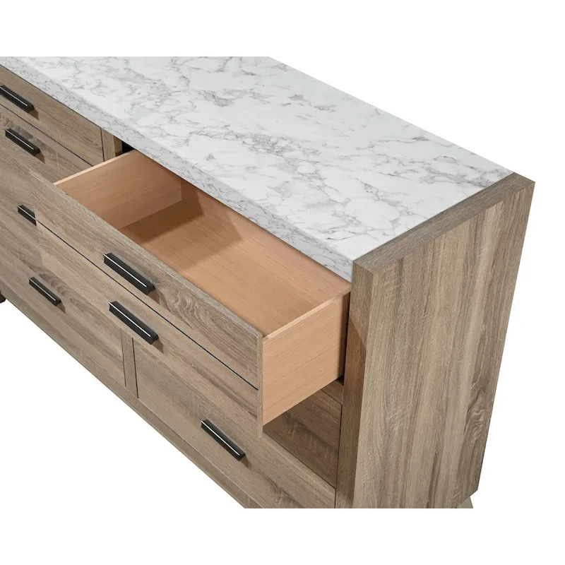 Daemon 5 Piece Light Brown Panel Bedroom Set