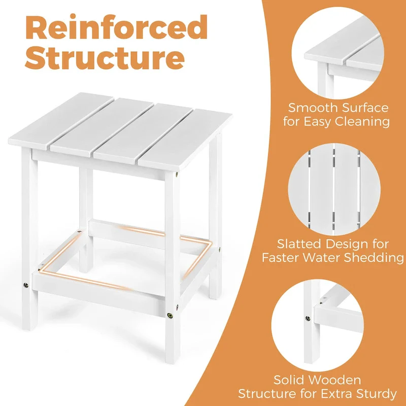 Costway Patio 15  End Side Coffee Table Square Wooden Slat Garden Deck - See details