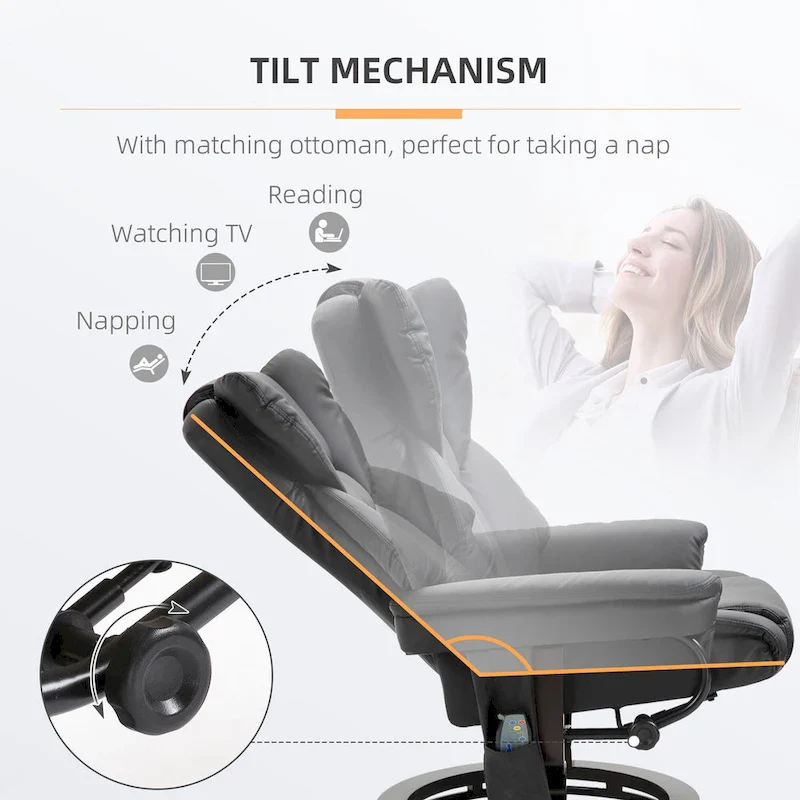 HOMCOM Massage Recliner Chair with Ottoman Footrest