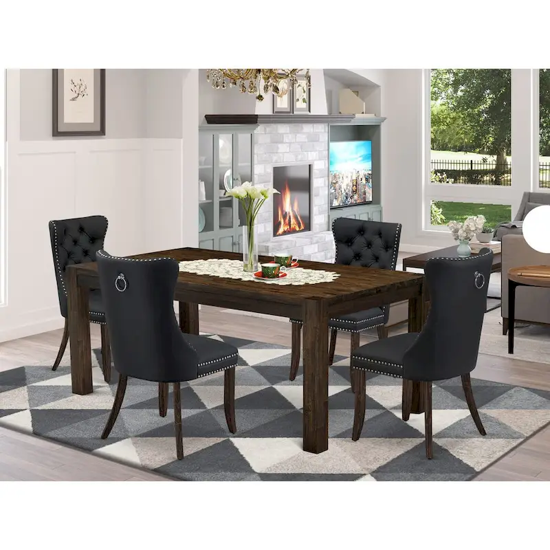 Dining Furniture Set — Includes A Rectangular Dining Table And Dining Chairs, Featuring An Antiqued Jacobean Style (Optional Configuration).