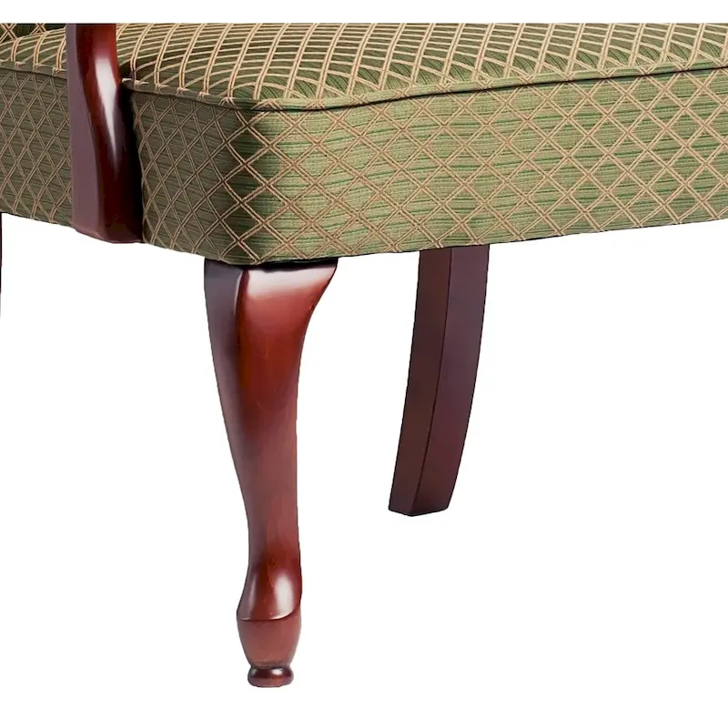 Gooseneck Accent Chair – Red / Beige / Blue / Green, Cherry Finish, Single Seat