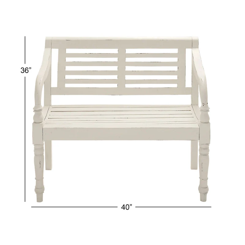 Wood Bench - White - 22Wx40Lx36H