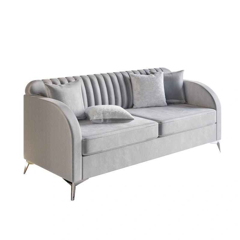 CraftPorch Vertical Channel Tufted Velvet Upholstered Sofa