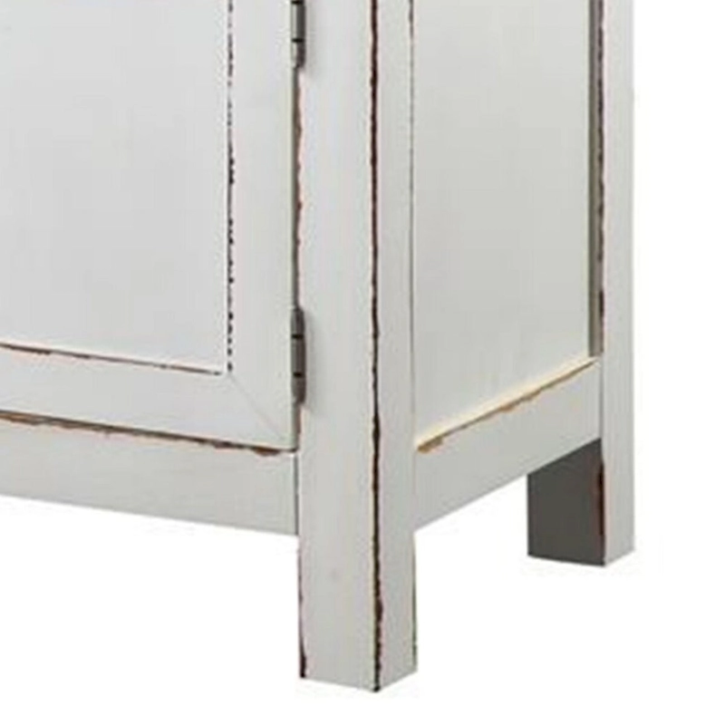 Ben 54 Inch Buffet Server, Brown Top, 2 Drawers, Wine Rack, Weathered White