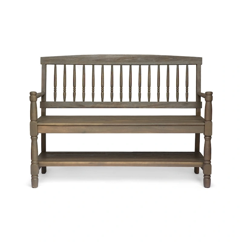 Lennon Acacia Wood Bench with Shelf by Christopher Knight Home