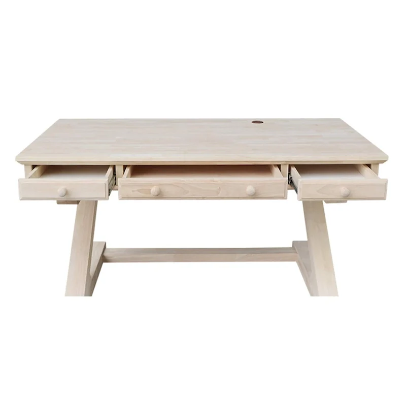 Solid Wood Unfinished Executive Desk with Zodiac Base