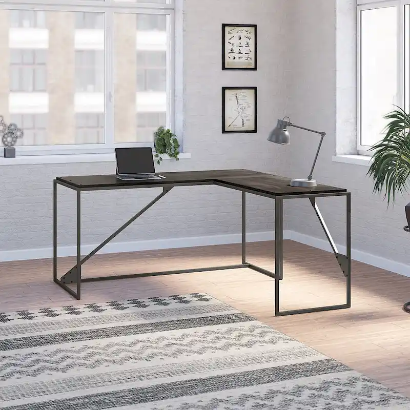Bush Furniture Refinery 62W L Shaped Industrial Office Desk
