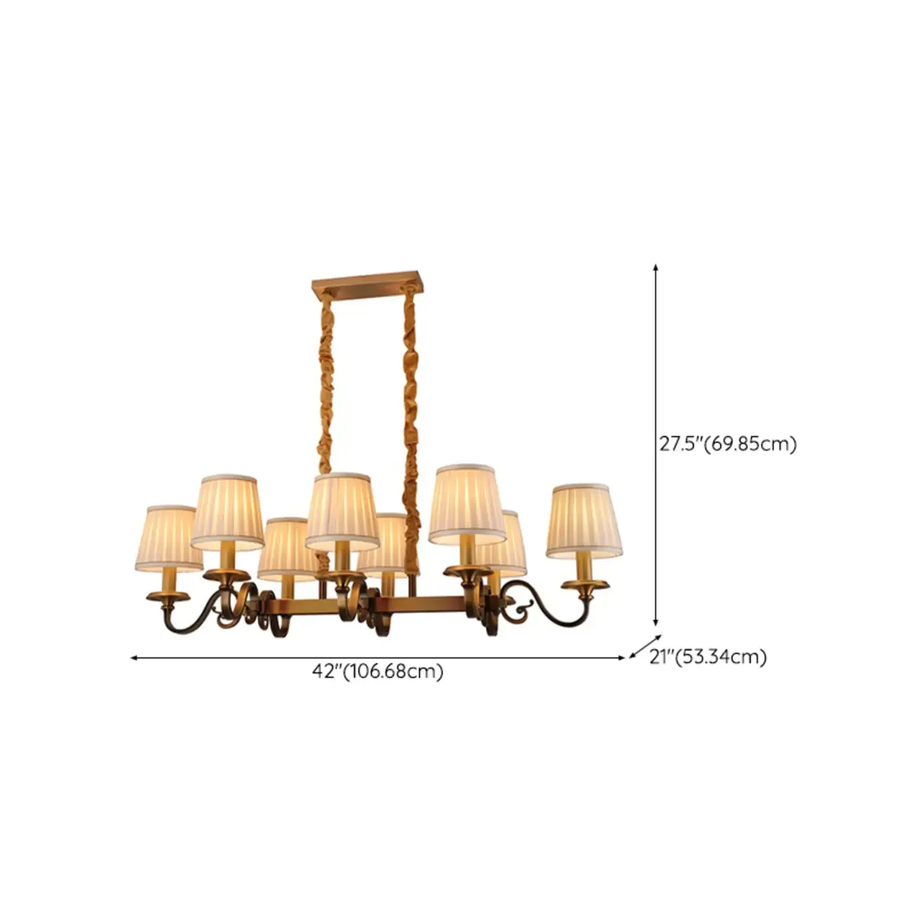 Adjustable Modern Gold Fabric Shade Island Pendant Light