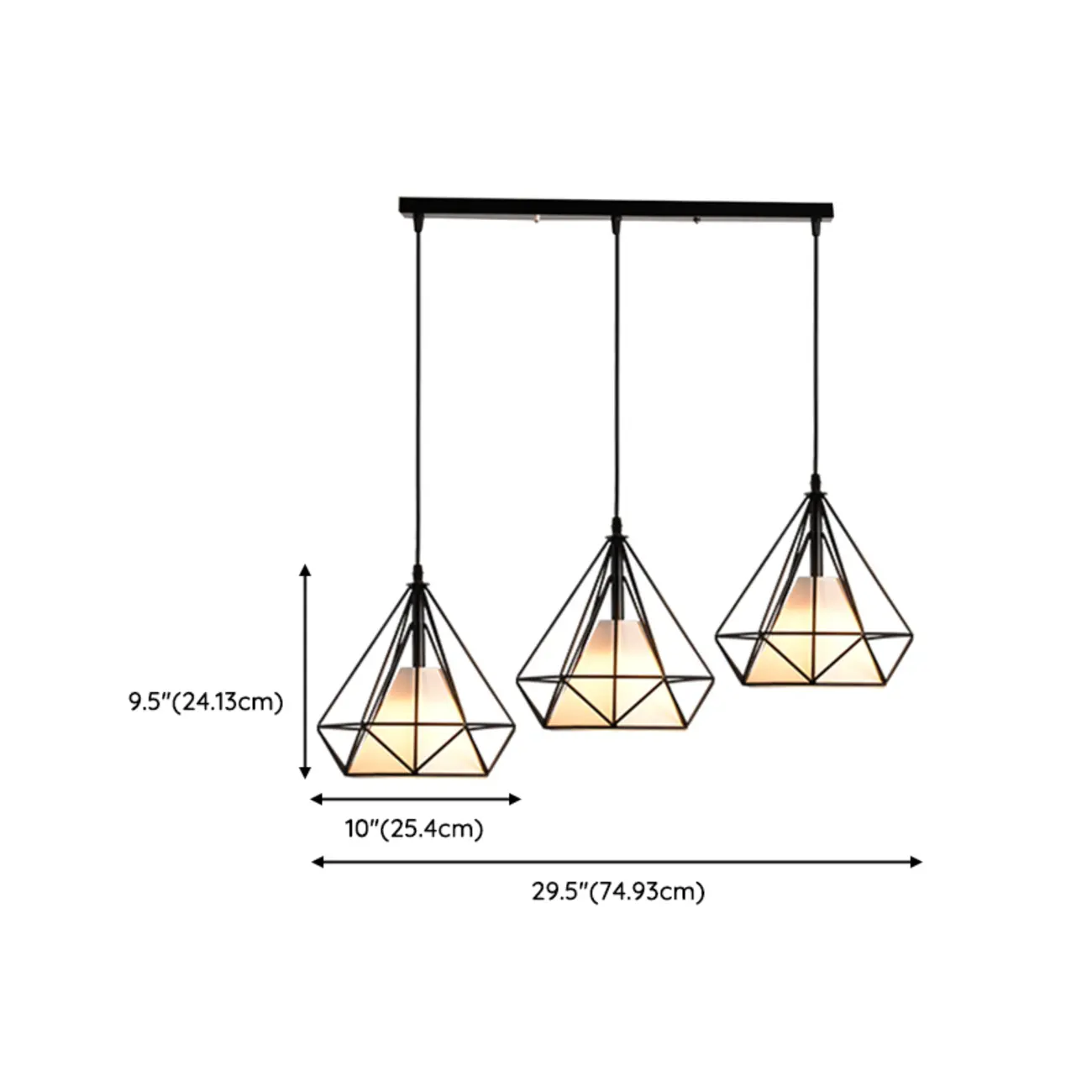 3-Light Geometric Metal Black Islands Pendant Light