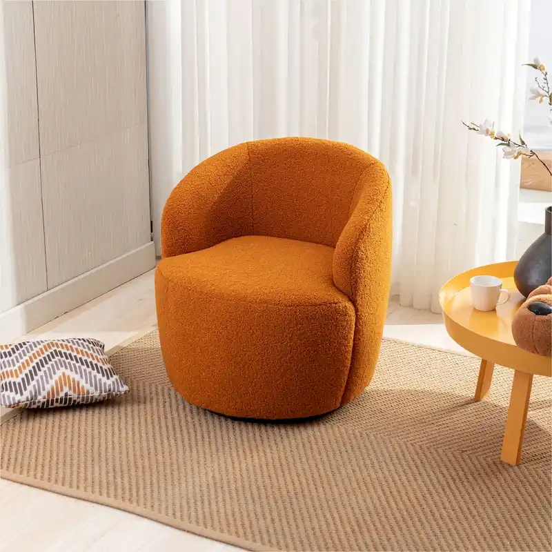 Teddy Fabric Swivel Accent Armchair Barrel Chair
