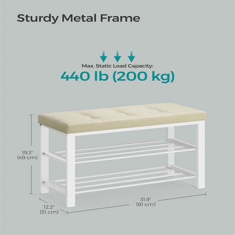 Entryway Bench with Cushion - 12.2D x 31.9W x 19.3H