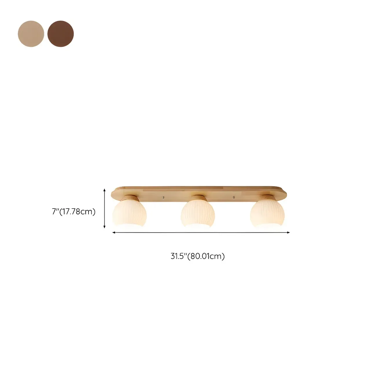 White Globe Glass Natural Wood Flush Mount Ceiling Light