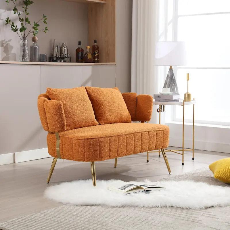 Modern Upholstered Armsofa Tufted Sofa with Metal Frame