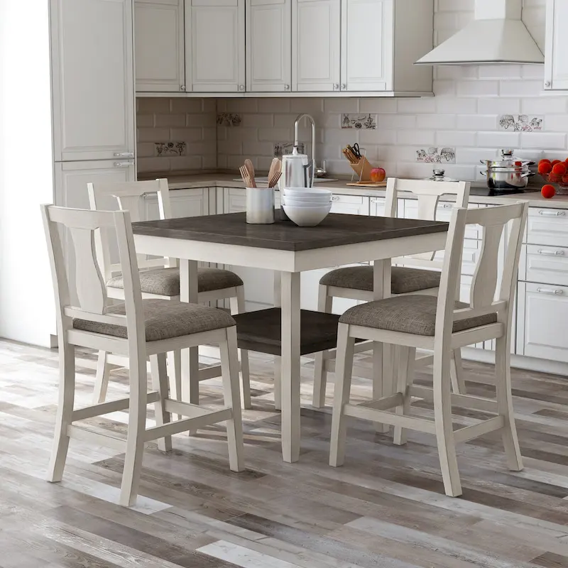 Merichleri Rustic Antique White Wood 5-Piece Counter Height Dining Set by Copper Grove