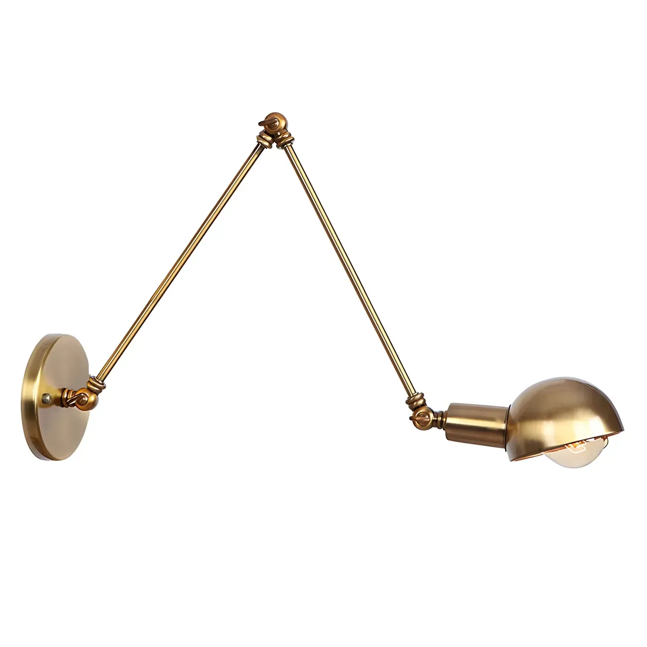 Gold and White Dome Swing Arm Wall Light