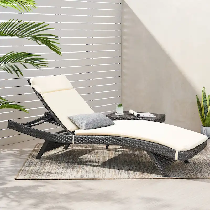Hypoint Outdoor Wicker Armless Chaise Lounge with Cushion by Christopher Knight Home