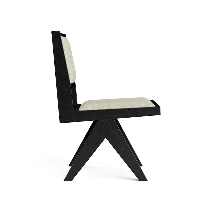 Modern Black Padded Fabric Dining Chairs (Set of 2)