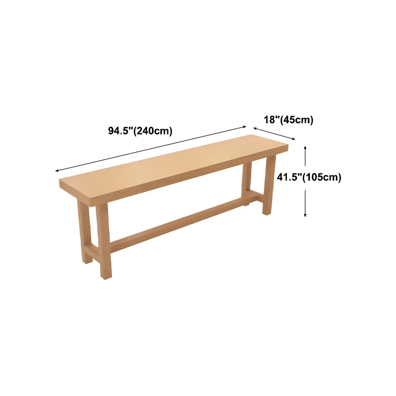 Modern Natural Solid Wood Bar Table with Footrest