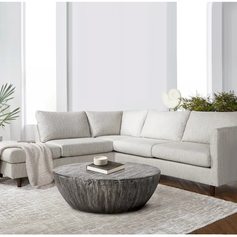 Arthur 35.5 Inch Round Mango Wood Coffee Table Subtle Grains