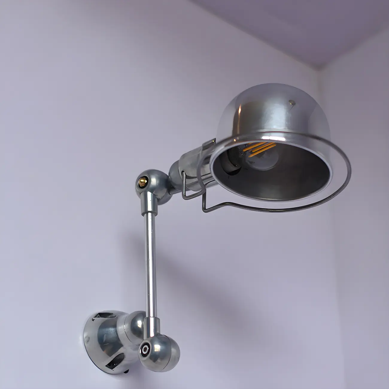 Industrial Metal Silver Glossy Mini Swing Arm Wall Light