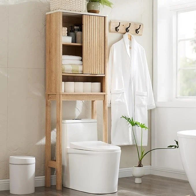 68 Tall Modern Over The Toilet Storage Cabinet, Tall Wood Space Saver
