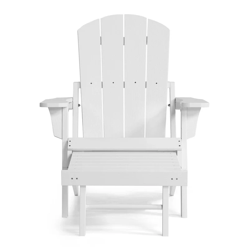 Seaton Folding Poly Adirondack Chair with Pull-out Ottoman, Set of 2