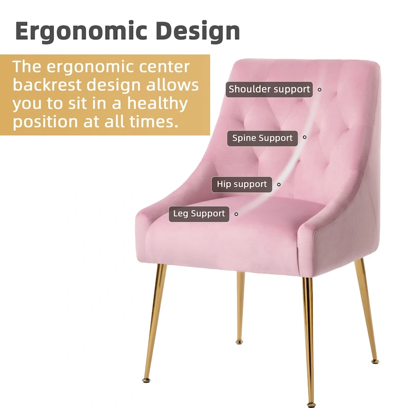 XINMICS Mid-Century Modern Velvet Dining Chair, Upholstered Parsons Chair, Set of 2