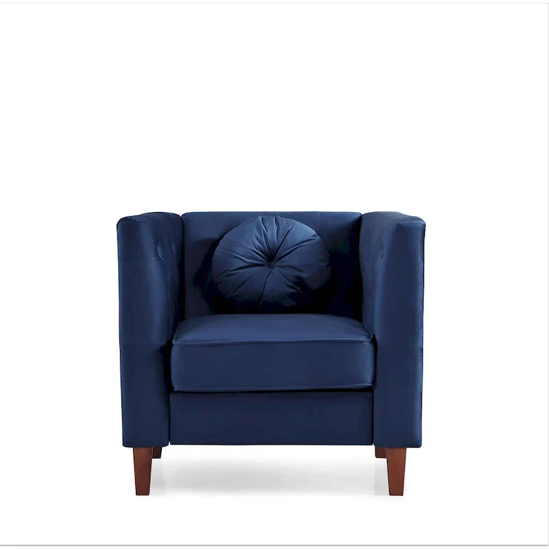 US PRIDE FURNITURE Velvet Classic Chesterfield Chair with Wood legs