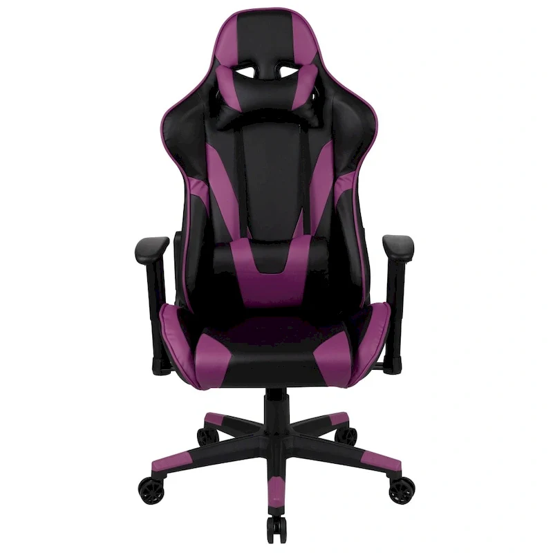 Racing Gaming Ergonomic Chair with Fully Reclining Back in Red LeatherSoft