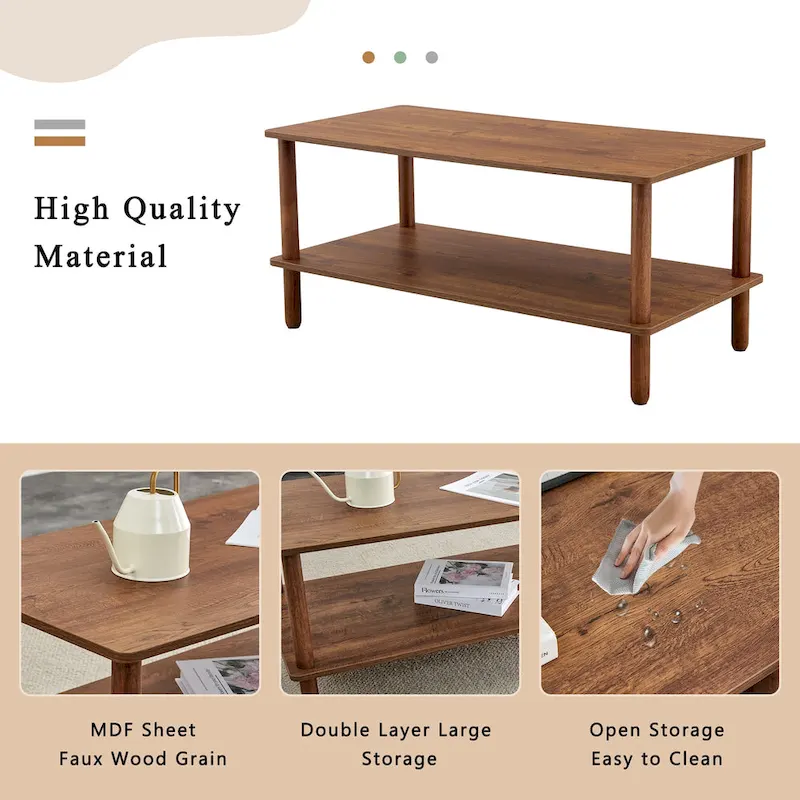 Living Room Rectangular 2-Tier Coffee Table