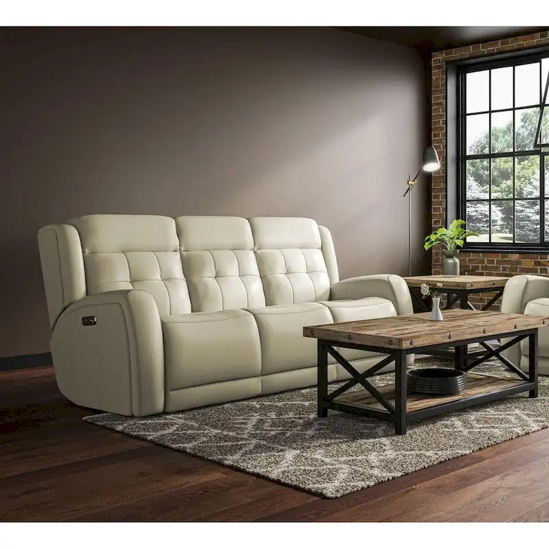 Grant 87 Leather Power Reclining Sofa with Power Headrests by Flexsteel