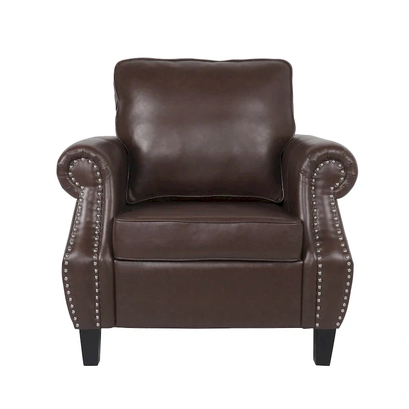 Dowd Faux Leather Club Chair with Nailhead Trim by Christopher Knight Home