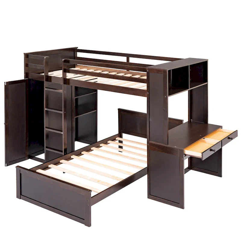 Twin over Twin Pine Loft Bed with Stand-alone
