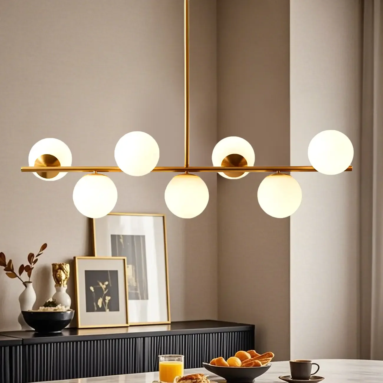 Modern Copper Globe Multi-Light Island Pendant Light